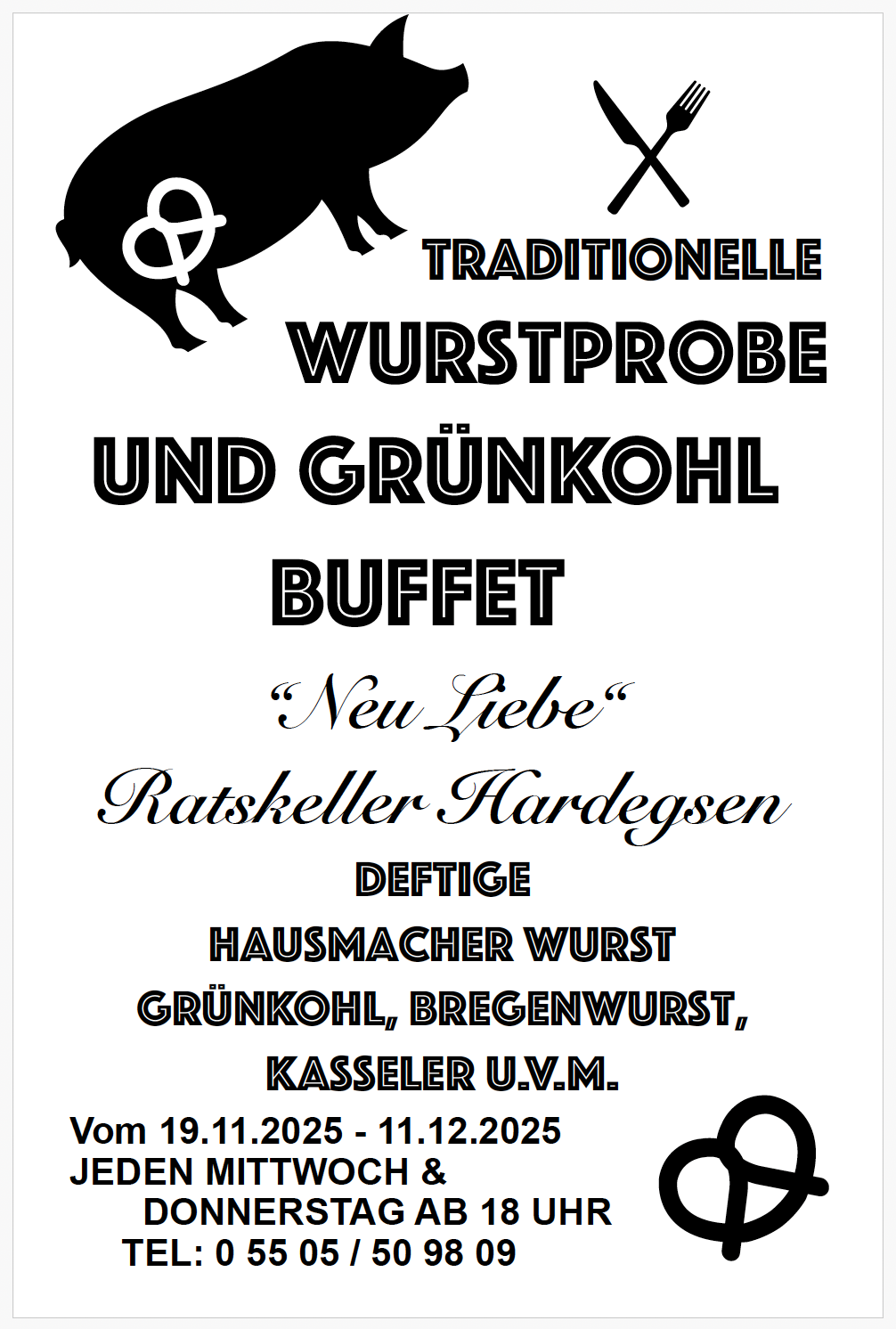 traditionelle Wurstprobe und Grünkohl Buffet